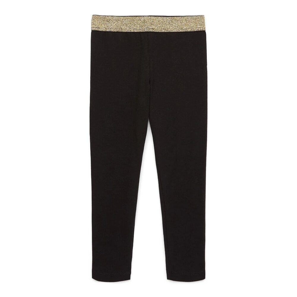 365 Kids Garanimals Girls Shimmer Leggings 2-Pack Gold, Black Elastic Waistband - Picture 5 of 11